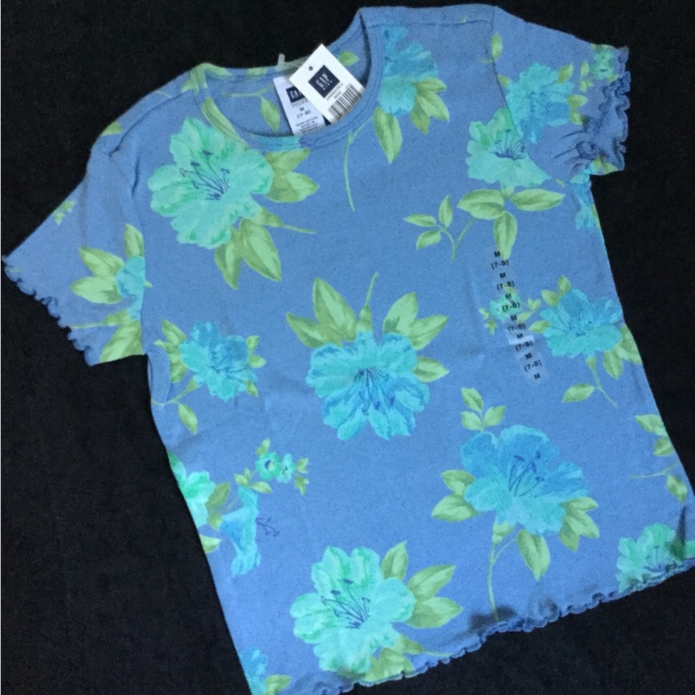 Gap Kids M (7/8) Blue Hawaiian Floral T-Shirt, NWT